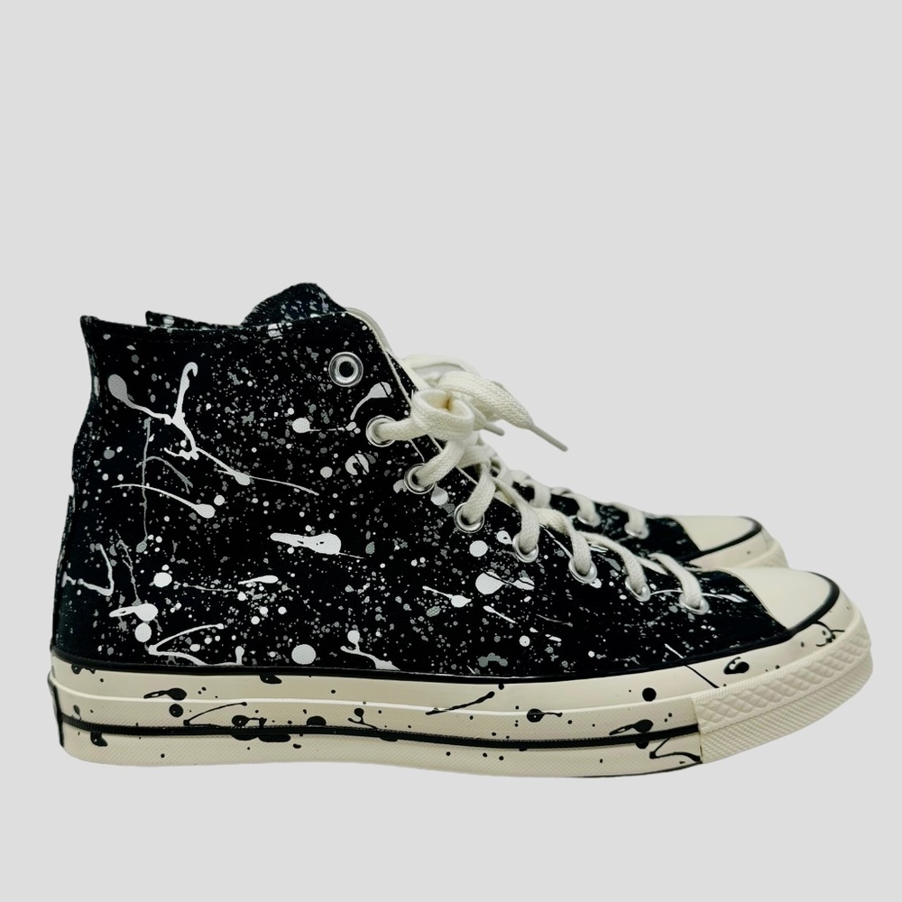 Converse High Top Sneakers Black with White Paint Splatter